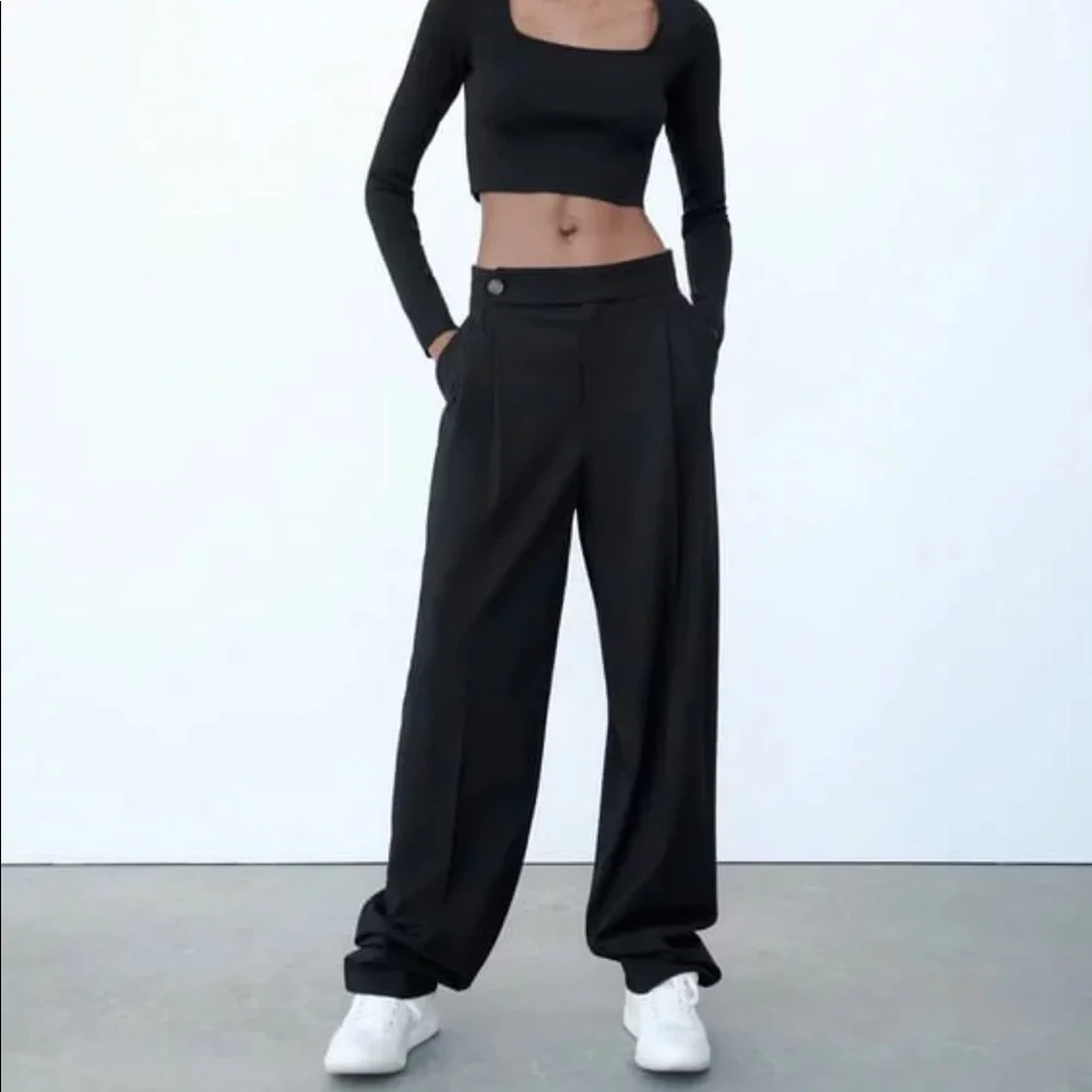 NWT Zara full-length menswear style black pants - Picture 1 of 1